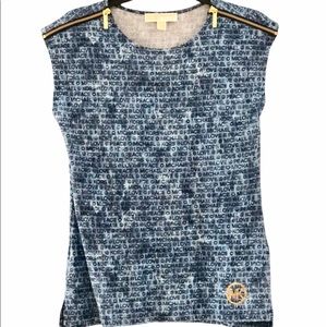 Michael Kors Blue & Gold Logo Top